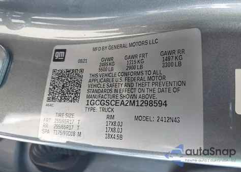 2021 Chevrolet Colorado 2Wd Short Box Lt z USA, uszkodzony, nr VIN 1GCGSCEA2M1298594